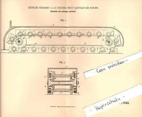 Original Patent - Georges Fauquet à La Foudre , Le Petit-Quevilly , 1893 , roller , Rouen  !!!