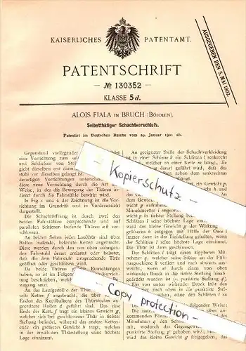 Original Patent - Alois Fiala in Bruch / Lom u Mostu , 1901 , Schachtverschluss , Bergbau , Zeche !!!