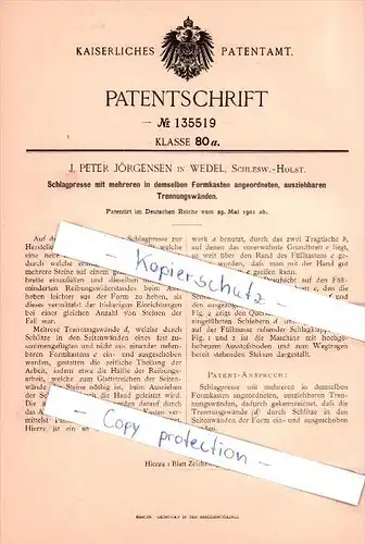 Original Patent   - J . P. Jördensen in Wedel, Schlesw.-Holst. , 1901 , . Peter Jördensen in Wedel, Schlesw.-Holst. !!!