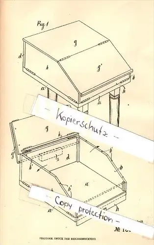 Original Patent - Alfred Hermann Grunert in Johanngeorgenstadt , 1905 , Gehäuse für Schreibmaschine !!!
