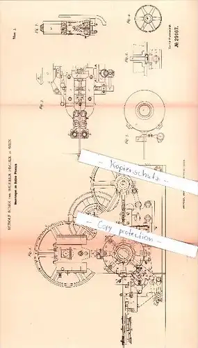 Original Patent   - R. Busek und W. Fischer in Wien , 1884 , Neuerungen an Bolzen-Pressen !!!