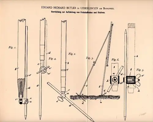 Original Patentschrift - E.R. Buttler in Überlingen a. Bodensee , 1892 , Feld . Steffelei , Malerei , Maler , Kunst !!!