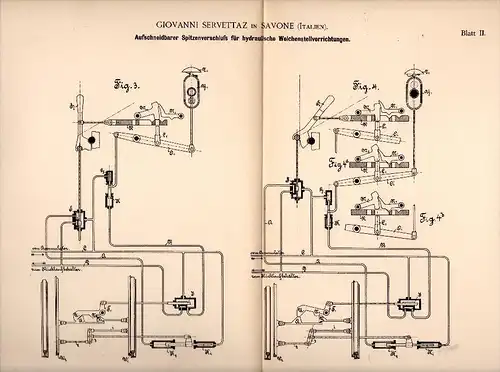 Original Patentschrift - Giovanni Servettaz in Savone , 1891 , Morbido regolatore idraulico, stazione !!!