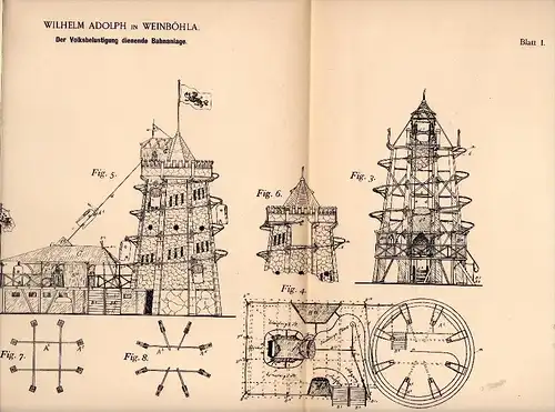 Original Patentschrift - Wilhelm Adolph in Weinböhla , 1894 , Bahn für Rummel , Jahrmarkt , Weihnachtsmarkt , Achterbahn