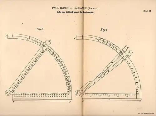 Original Patentschrift - Paul Dumur in Lausanne , 1889 , Instrument für Buchdruck , Druckerei , Bücherei , Druck !!!