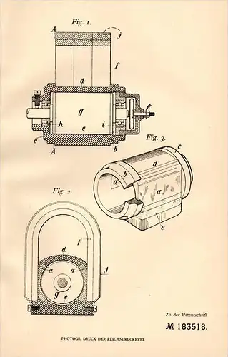 Original Patentschrift - E. Deniéport à Suresnes , 1906 , Logement pour magnétique - machines électriques !!!