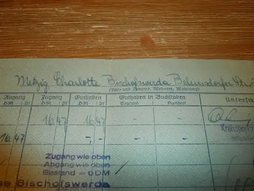 altes Sparbuch Bautzen / Bischofswerda , 1952 - 1958 , Charlotte Metzig in Bischofswerda , Sparkasse , Bank !!!