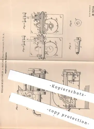 original Patent - William Miles Fowler , Milford , Connecticut , USA , 1893 , Ausschankgefäß | Glas , Zapfhahn