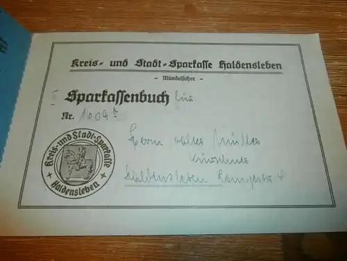 altes Sparbuch Haldensleben , 1944 - 1945 , Walter Müller in Haldensleben , Sparkasse , Bank !!!