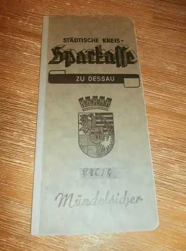 altes Sparbuch Dessau , 1944 - 1945 , Axel Bruhm in Eberholzen , Sparkasse , Bank !!!
