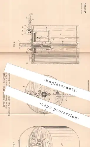 original Patent - Edwin Webster Luce , Meadville , Crawford , Pennsylvania USA | 1894 | Ölgefäß mit Pumpe | Öllampe , Öl