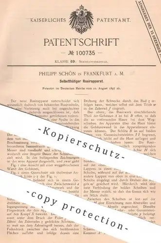 original Patent - Philipp Schön , Frankfurt / Main | 1897 | Rasierapparat | Rasierer , Klinge , Schneidzeug , Rasieren