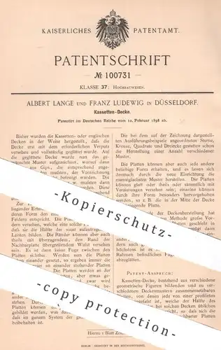 original Patent - Albert Lange , Franz Ludewig , Düsseldorf | 1898 | Kassetten - Decke | Gips , Stuck , Stuckateur