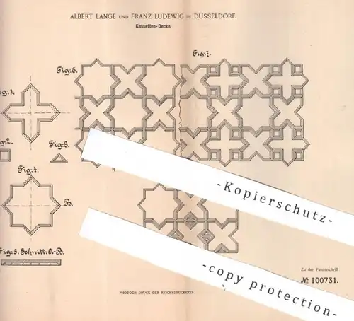 original Patent - Albert Lange , Franz Ludewig , Düsseldorf | 1898 | Kassetten - Decke | Gips , Stuck , Stuckateur