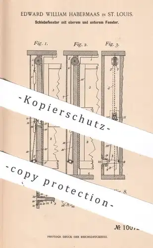 original Patent - Edward William Habermaas , St. Louis , 1897 , Schiebefenster | Fenster | Fensterbauer , Tischler