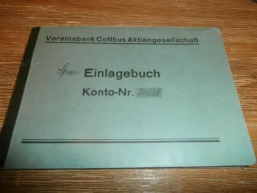 altes Sparbuch Cottbus , 1938 - 1945 , Wolfgang Lecher in Cottbus , Sparkasse , Bank !!!