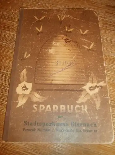 altes Sparbuch Eisenach , 1936 - Juli 1945 , Alfred Mann in Eisenach , Sparkasse , Bank !!!