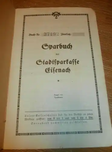 altes Sparbuch Eisenach , 1936 - Juli 1945 , Alfred Mann in Eisenach , Sparkasse , Bank !!!