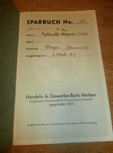 altes Sparbuch Meißen , 1939 - 1944 , Hans Pollack in Meißen , Sparkasse , Bank !!!