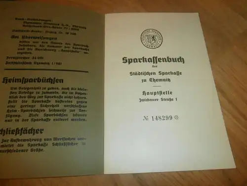 altes Sparbuch Chemnitz , 1941 - 1942 , Günther Mink in Chemnitz  , Sparkasse , Bank !!!