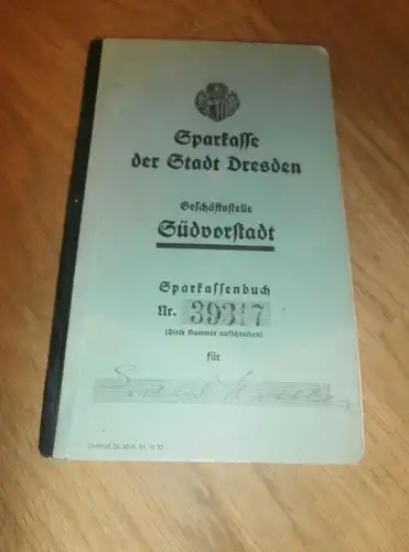 altes Sparbuch Dresden Südvorstadt, 1935 - 1945 , Gerhard Matthes in Dresden , Sparkasse , Bank !!!