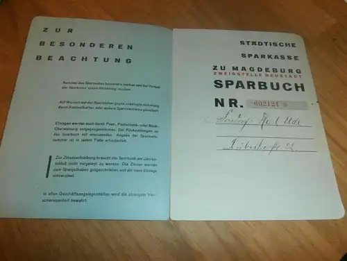 altes Sparbuch Magdeburg Neustadt , 1935 - 1945 , Karl Ude in Magdeburg , Sparkasse , Bank !!!