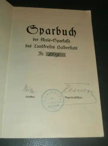 altes Sparbuch Halberstadt , 1928 - 1945 , Heinz Jäger in Halberstadt , Sparkasse , Bank !!!