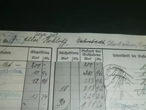 altes Sparbuch Halberstadt , 1927 - 1945 , Ella Roloff , geb. Jäger in Oberhausen i. Bayern , Sparkasse , Bank !!!