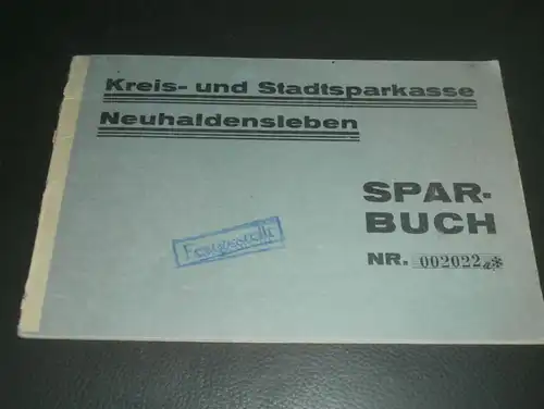 altes Sparbuch Neuhaldensleben , 1929 - 1942 , Walter Müller in Neuhaldensleben , Sparkasse , Bank !!!