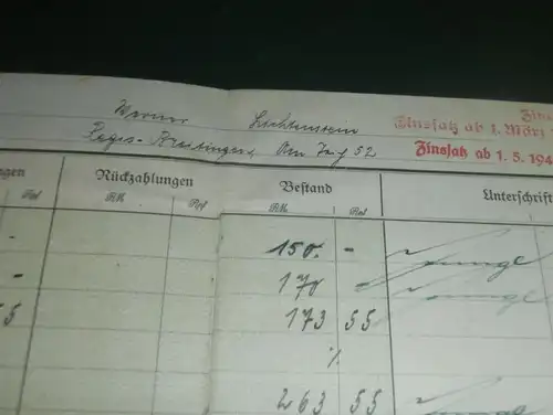 altes Sparbuch Borna , 1935 - 1944 , Werner Lichtenstein in Regis-Breitingen , Sparkasse , Bank !!!
