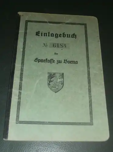 altes Sparbuch Borna , 1929 - 1941 , Johanna Lichtenstein in Regis-Breitingen , Sparkasse , Bank !!!