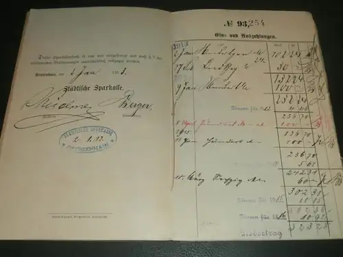 altes Sparbuch Großenhain , 1913 - April 1945 , Walter König in Grossenhain , Sparkasse , Bank !!!