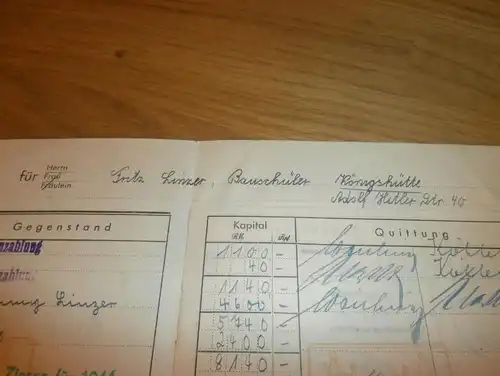 altes Sparbuch Schmalkalden , 1944 - 1945 , Fritz Linzer in Königshütte , Sparkasse , Bank !!!