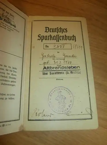 altes Sparbuch Wanzleben , 1947 - 1949 , Gabriele Gerecke in Altbrandsleben b. Oschersleben , Sparkasse , Bank !!!