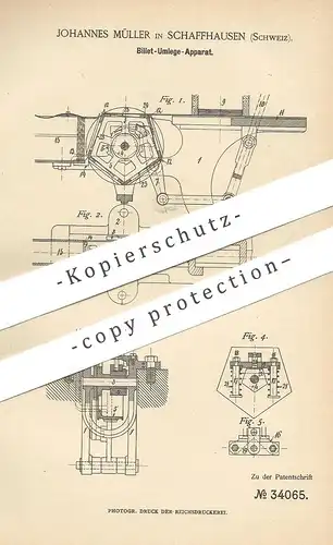 original Patent - Johannes Müller , Schaffhausen , Schweiz , 1885 , Billet - Umlege - Apparat | Fahrkarten , Automat !!