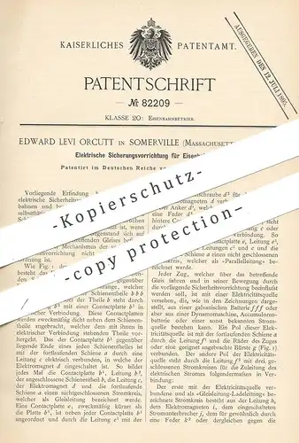 original Patent - Edward Levi Orcutt , Somerville , Massachusetts , USA , 1894 , Elektr. Sicherung für Eisenbahnen | Zug