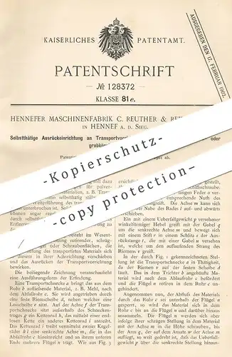 original Patent - Hennefer Maschinenfabrik C. Reuther & Reisert mbH , Hennef , 1901 , Transportvorrichtung für Pulver