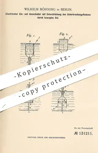 original Patent - Wilhelm Böhning , Berlin  1901 , Elektrischer Schalter | Lichtschalter , Strom , Elektriker , Elektrik