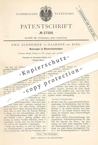 original Patent - Emil Schneider , Gaarden bei Kiel , 1883 , Wasserstandszeiger | Dampfkessel | Kessel , Wasserkessel !