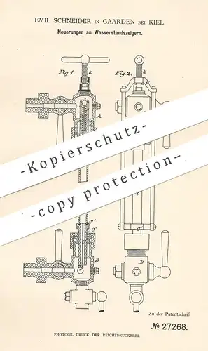 original Patent - Emil Schneider , Gaarden bei Kiel , 1883 , Wasserstandszeiger | Dampfkessel | Kessel , Wasserkessel !