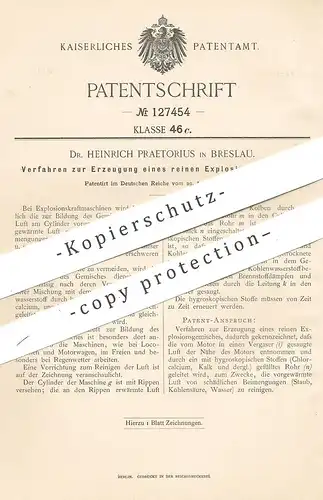 original Patent - Dr. Heinrich Praetorius , Breslau 1900 , Erzeugung von reinem Explosionsgemisch | Gasmotor , Gas Motor