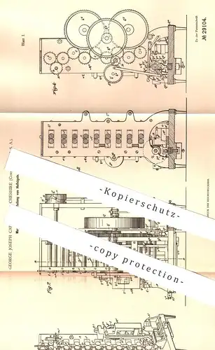 original Patent - George Joseph Capewell , Cheshire , Connecticut , USA , 1884 , Hufnägel - Herstellung | Huf - Nagel !!