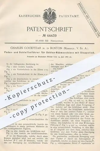 original Patent - Charles Goodyear Junior , Boston , USA , 1887 , Fadenführer für Sohlen - Nähmaschine | Schneider !!