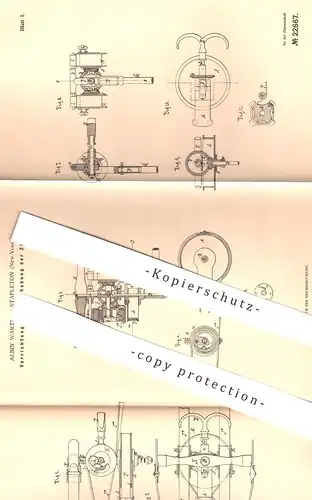 original Patent - Albin Warth , Stapleton , New York , 1882 , Handhabung der Zügel für Kutscher | Pferde - Kusche