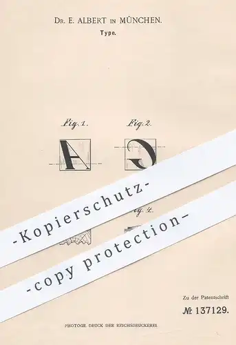original Patent - Dr. E. Albert , München , 1901 , Type | Drucktype , Druckpresse , Buchdruck , Druckmaschinen !!