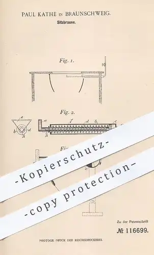 original Patent - Paul Kathe , Braunschweig , 1900 , Sitzbrause | Dusche , Badewanne , Wasserbrause , Klempner , Brause