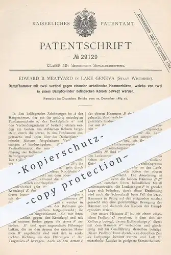 original Patent - Edward B. Meatyard , Lake Geneva , Wisconsin , 1883 , Dampfhammer | Dampf - Hammer , Metall !!!