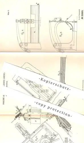 original Patent - Preusse & Co. , Leipzig / Reudnitz 1885 , Drahtheftmaschine | Draht - Heftmaschine , Buchbinder , Buch