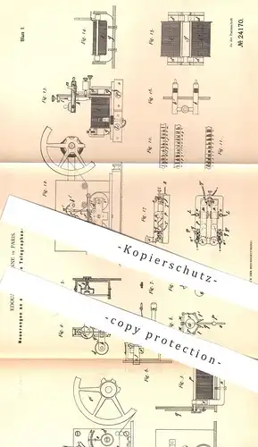 original Patent - Edouard Estienne , Paris , Frankreich , 1882 , elektrischer Telegraphen - Apparat | Telegraphie !!