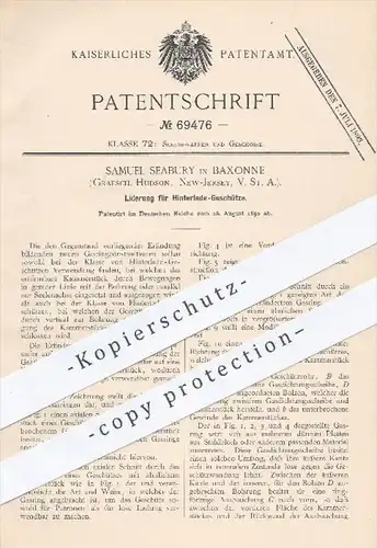 original Patent - S. Seabury , Baxonne Grafschaft Hudson , New Jersey USA , 1892 , Liderung für Hinterlade Geschütze !!